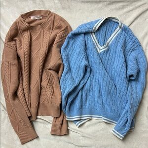 Philosophy Men's Crewneck Sweater Set - Camel and Sky Blue